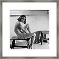 Milada Mladova Sitting On A Stool Framed Print