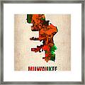Milwaukee Watercolor Map Framed Print