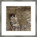 Miners By Mine Shaft Opening California Circa 1900 Framed Print