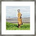 Model Wearing A Suede Coat Framed Print