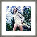 Model Wearing A White Shirt And Shorts Framed Print