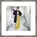 Model Wearing Bergdorf Goodman Dress And Coat Framed Print