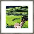 Model Wearing Larry Aldrich In Rice Field Framed Print