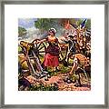 Molly Pitcher Firing Cannon At Battle Of Monmouth Framed Print