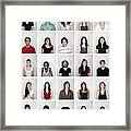 Montage Of A Group Of People Smiling Framed Print