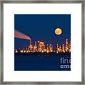 Moon Over Oil Refinery Framed Print