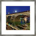 Moon Rising Over The London Bridge Framed Print