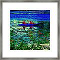 Moonlight Kayak Ride Along The Coastline Of The Lachine Canal Quebec Sea Scenes Carole Spandau Framed Print