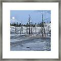 Moonset At Mammoth Terrace-yellowstone Framed Print