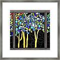 Mosaic Stained Glass - Dark Forest Framed Print