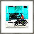 Motorcycling Havana Streets Framed Print