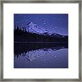 Mount Hood And Starry Sky Reflected In Framed Print