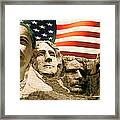 Barack Obama On Mount Rushmore - American Art Poster Framed Print