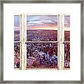 Mountain City White Rustic Barn Picture Window View Framed Print