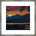 Mountain Lake At Sunset Framed Print