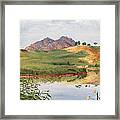 Mountain Landscape With Egret Framed Print