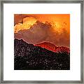 Mountain Top Sunrise With Orange Dramatic Storm Clouds Framed Print