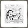 Mrs. Dumpty Sits On A Couch In Living Room Framed Print