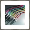 Multicolored Usb Cables In A Row Framed Print