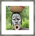 Mursi Woman With Lip Plate And Basket Framed Print