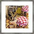 Mushrooms In Jar Preserved In Olive Oil Framed Print