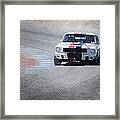 Mustang On Race Track Watercolor Framed Print