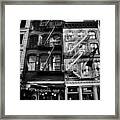 Narrow Buildings Shopfronts With External Fire Escapes Soho New York City Framed Print