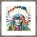 Native American Art - Chief - By Sharon Cummings Framed Print