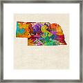 Nebraska Watercolor Map Framed Print