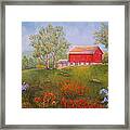 New England Red Barn Summer Framed Print