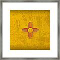 New Mexico State Flag Art On Worn Canvas Framed Print