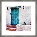 New Mexico Turquoise Door And Cactus Framed Print