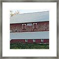 New White Roof  Old Red Barn Framed Print