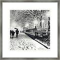 New York City - Winter - Snow At Night Framed Print