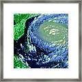 Noaa Satellite Image Of Hurricane Fran Near Usa Framed Print