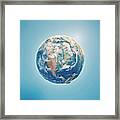 North America 3d Render Planet Earth Clouds Framed Print