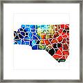 North Carolina - Colorful Wall Map By Sharon Cummings Framed Print