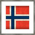 Norway Flag Distressed Vintage Finish Framed Print