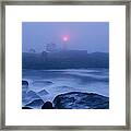 Nubble Light In Foggy Dawn Framed Print