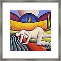 Nude In Soft Landscape With River 2 By Alankenny Framed Print