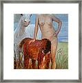 Nude With Two Horses Framed Print