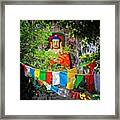 Nyetang Buddha And Prayer Flags Framed Print