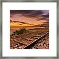 Oahu Rail Road Track Sunset Framed Print