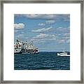 Oil Tanker And Lobster Boat Framed Print