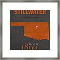 Oklahoma State University Cowboys Stillwater College Town State Map Poster Series No 084 Framed Print