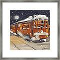 Old Boston Trolley In The Snow Framed Print