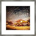 Old Excavator On Sunset Framed Print