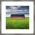 Old Farm Shed In Green Wheat Field Framed Print