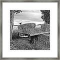 Old Hay Wagon In Black And White Framed Print