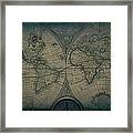 Old Map Of The World  Blueprint Framed Print